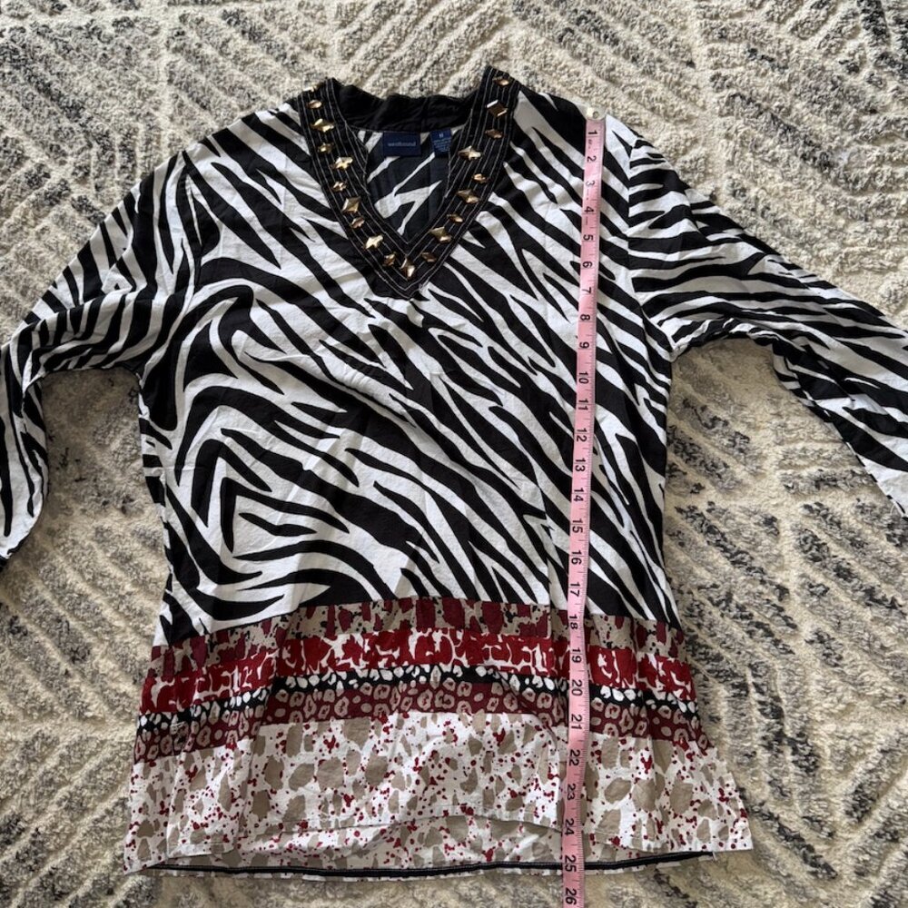 Zebra Aztec Westbound Women's Top 100% Cotton Medium - Picture 6 of 9
